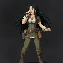 a full body portrait of a woman adventurer opera performer singing, finely detailed features, perfect art, gapmoe yandere grimdark, trending on pixiv fanbox, painted by greg rutkowski makoto shinkai takashi takeuchi studio ghibli, emerald herald