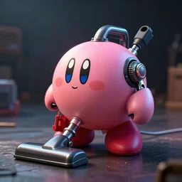 a small transformer robot made out of a kirby vacuum cleaner, dramatic lighting, cinematic, establishing shot, extremely high detail, foto realistic, cinematic lighting, post processed, concept art, high details, cinematic, 8k resolution, beautiful detailed, photorealistic, digital painting, artstation, concept art, smooth, sharp focus, artstation trending, octane render, unreal engine
