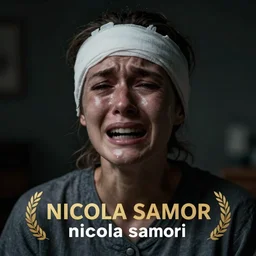 a portrait of a female asylum patient filled with pain and anguish and expression, crying, bandaged head, very dark, depressing, grim, moody, atmospheric lighting, cinematic, unreal engine, by nicola samori