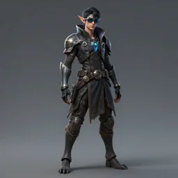 a male teenager dark elf with hoofs wear googles, cyberpunk, artstation