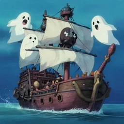 ghosts pirate ship underwater by studio ghibli, movie still