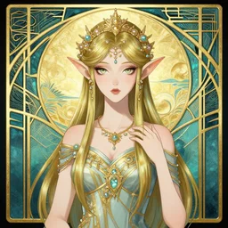 an elf princess in art deco style