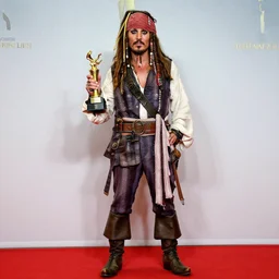 photo of emmanuel macron as captain jack sparrow, full body shot, sharp focus, award - winning