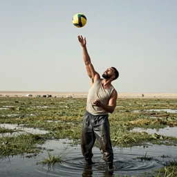 Drake serving in a swamp in Afghanistan, film grain