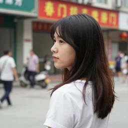 portrait of a taiwanese young woman seen from afar, street photography iso 2 0 0 olympus e - m 5 ii