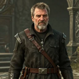 Video game screenshot of Walter White as a guard NPC in the Elder Scrolls V Skyrim