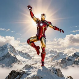 iron man dancing on top of Mount Everest