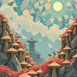 album cover art for kanji princesses dreaming of tessellations polygons by akihiko yoshida