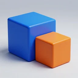 one blue cube and one orange cube, studio light, studio photo, octane render