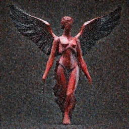 a beautiful red and black 3 d geometrically printed mannequin in the style of michael cheval, chrome roses dripping black iridescent liquid, winged victory!!!, moody, dramatic, introspective, 4 k, trending on artstation, photorealistic, volumetric lighting, octane render