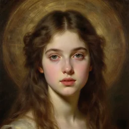 painting, young girl, beautiful face, gorgeous, face visible, halo, heavenly, cinematic lighting, wallpaper, extremely detailed, sharp focus, by ilya kuvshinov, magali villeneuve, artgerm, jeremy lipkin and michael garmash and rob rey, william adolphe bouguereau, intricate, beautiful, award winning, trending on artstation, pixiv