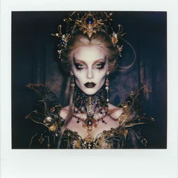 a beautiful detailed front view portrait of a dead rotten princess with cyberpunk ornate growing around, ornamentation, elegant, beautifully soft and dramatic lit, wayne barlowe, peter mohrbacher, kelly mckernan, 1 9 1 0 polaroid photo
