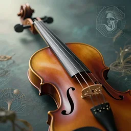 a magical violin, close up, 8 k, matte painting, early morning light, cinematic light, in the style of martin johnson heade and mc escher and ernst haeckel,