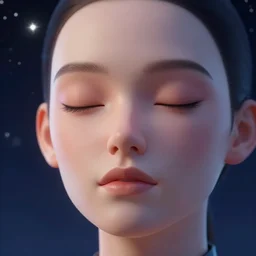 sci - fi, close - up, 3 d, stars, fashion model face closed eyes, cinematic, clouds, sun rays, vogue cover style, poster art, blue mood, realistic painting, intricate oil painting, high detail illustration, figurative art, multiple exposure, water, 3 d, by tooth wu and wlop and beeple and greg rutkowski