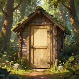 a cottage in the woods with a giant notepad door, trending on artstation, detailed digital art, aesthetic!!!!,