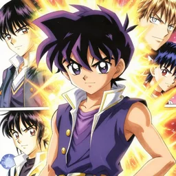 portrait anime, manga drawing of yugi muto battles sauron by kazuki takahashi