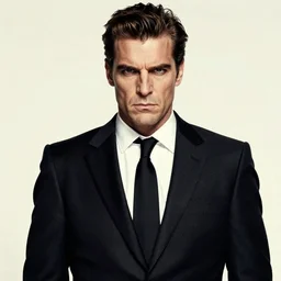 handsome and brutal man in suit portrait by kaethe butcher and moebius