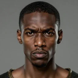 portrait of a slender black man with angry face. renaissance Epic fantasy. hyperrealism. symetric face cinematic top lighting, insanely detailed and intricate, face by wlop, Frank frazeta, Lucas Graciano Boris Vallejo. Character Art. High Fantasy. golden ratio, symmetric matte painting, cinematic, trending on artstation, deviantart and cgsociety, 8k, high resolution