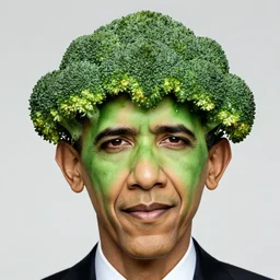 broccoli hairstyle and green face for barack obama