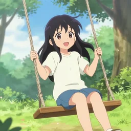 anime girl in a swing