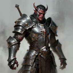 a kobold paladin in fullmetal plate deep pain and trauma, tormented look, d & d character portrait, by peter * peter mohrbacher, digital art, trending on artstation