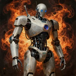 Mech robot. By (Rembrandt painting(100)(fractal flame)), highly detailded, highly detailded