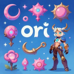game asset of ori and the blind forest, in gouache detailed paintings, props, stylized, 2 d sprites, kitbash, arcane, overwatch, blue and pink color scheme, 8 k, close up