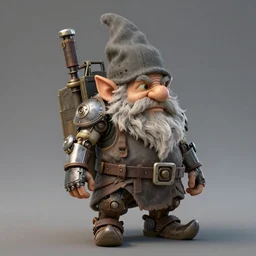 a grizzled gnome, half machine, half gnome, extremely detailed,