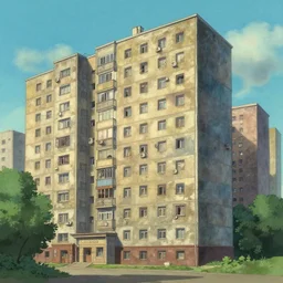 matte painting of soviet apartment building by studio ghibli, makoto shinkai, wlop, trending on artstation