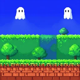 ghost landscape platformer game sprite 16-bit SNES pixel art landscape, deviantart