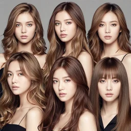 female hairstyles, various colors, caucasian fashion models