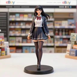 Image on the store website, eBay, Full body, 80mm resin detailed miniature of a school girls in uniforms, tights skin