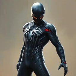 hybrid of a sleek stealth suit and spider - man, photorealistic oil painting, hyperdetailed, realistic