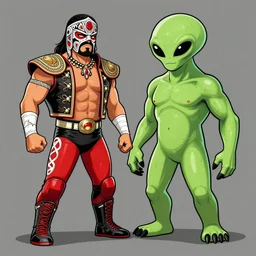 Mexican wrestler Vs a alien bear by david alan, 8k