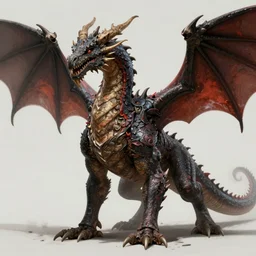 concept art of a four legged giant dragon, ( concept art of a dragon, image of a dragon, picture of a dragon, stylized, artgerm, artstation, hd, cgsociety, cgi, realistic, dramatic, cinematic, artistic, trending, detailed )