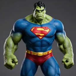 photorealistic hulk wearing superman*s uniform