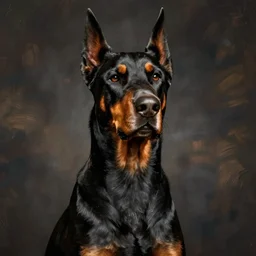 Portrait of a Doberman, fine art, by John Emms