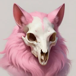 stunning god of feline skull portrait, skull, furry, pink, fantasy, intricate, elegant, highly detailed, digital painting, artstation, concept art, smooth, sharp focus, illustration, art by afshar petros and krenz cushart and artem demura and tony sandoval