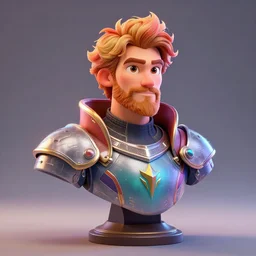 hyperrealistic 3 d render of a bust of knight with futuristic fashion elements inspired by ludvig holmen, brilliantly colored, kingdoms of ether, octane render, 3 d animated, unreal engine 5, volumetric lighting, hdr, studio lighting, smooth surface, 8 k
