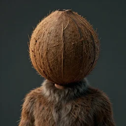 portrait of a 👨, his head is a coconut 🥥, coconut head, furry, whimsical, fantasy, cinematic, film, 1 2 8 k, octane render, 3 d render, by mandy jurgens