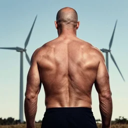 a muscular bald man two turbines back, portrait photograph, nikon 3 5 mm, photograph by annie leibovitz and steve mccurry