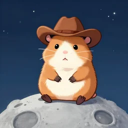 cute little cowboyhamster sitting on the moon, fantasy, concept art, artstation, tyler edlin, feng zhu, natashatan, thomas karpi