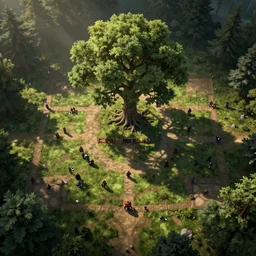 top down view of a tree for a D&D battle map