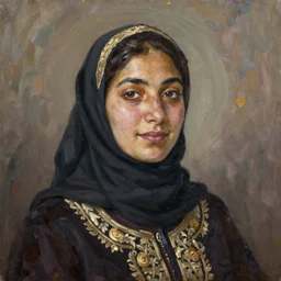 portrait of an algerian woman ( 3 5 ) from algeria in 2 0 2 1, an oil painting by ross tran and thomas kincade