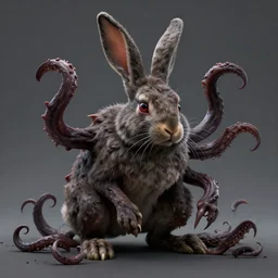 hp lovecraft rabbit monster, tentacles coming out of it, horror, resident evil, trending on artstation HD, concept art, 3d render, bunny rabbit, hare, detailed fur, detailed textures