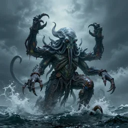 photo of cthulhu at sea, hyper realism, 8 k