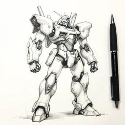 digital pen lineart sketch of armored core mecha, by gnomon, boris vallejo and gnomon