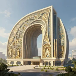 a spacious building in the metaverse, from external shot, fibonacci, intricate, highly detailed, digital painting, artstation, concept art, smooth, sharp focus, illustration, unreal engine 5, 8 k, art by artgerm and greg rutkowski and alphonse mucha.. aymex today at 2 : 3 2 pm