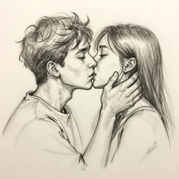 a sketch drawing, kiss me goodbye, trending on artstation