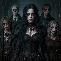 A fancy portrait of a zombified women by Greg Rutkowski, Sung Choi, Mitchell Mohrhauser, Maciej Kuciara, Johnson Ting, Maxim Verehin, Peter Konig, Bloodborne, 8k photorealistic, cinematic lighting, HD, high details, dramatic, dark atmosphere, trending on artstation